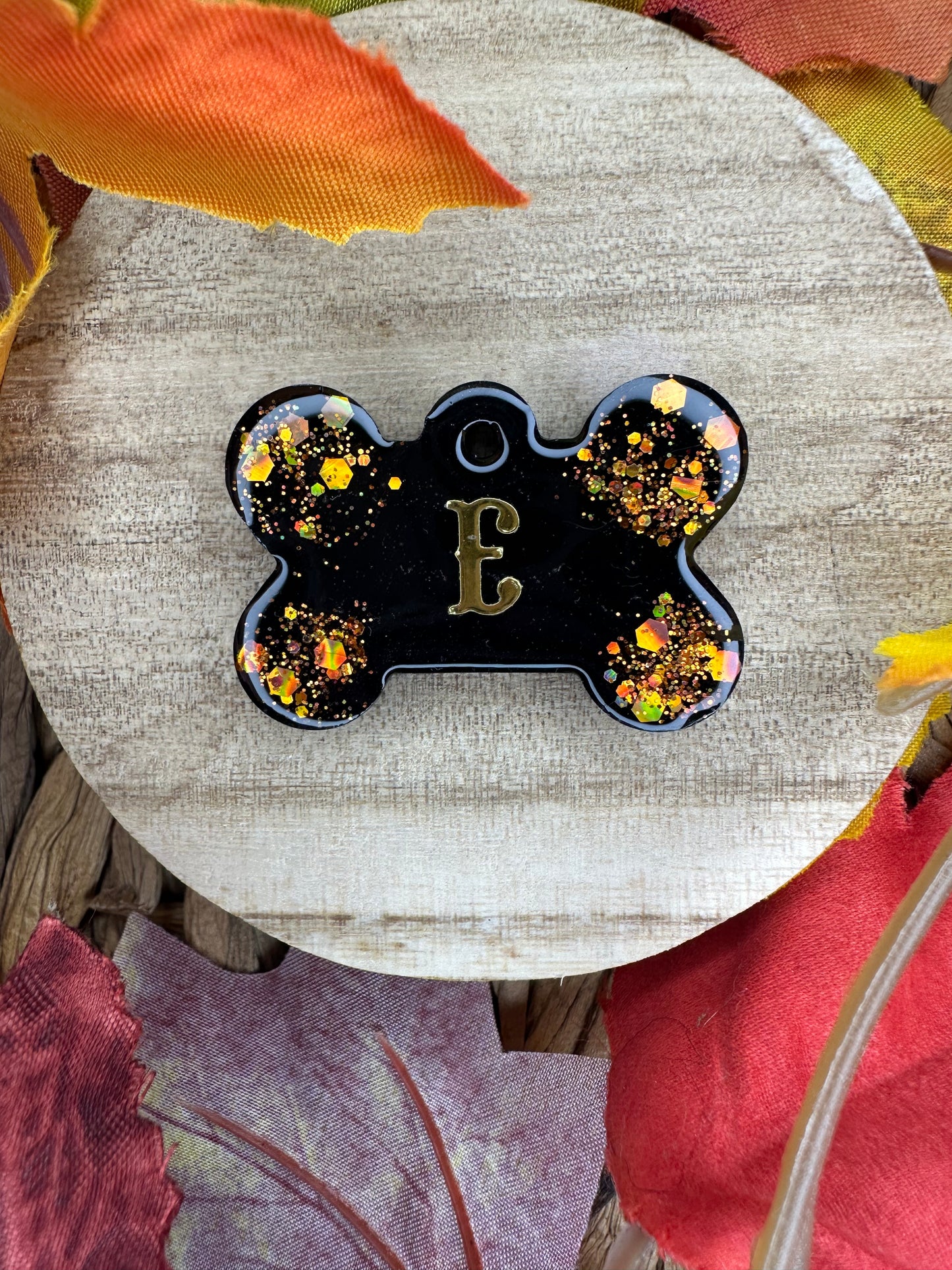 Black with orange glitter