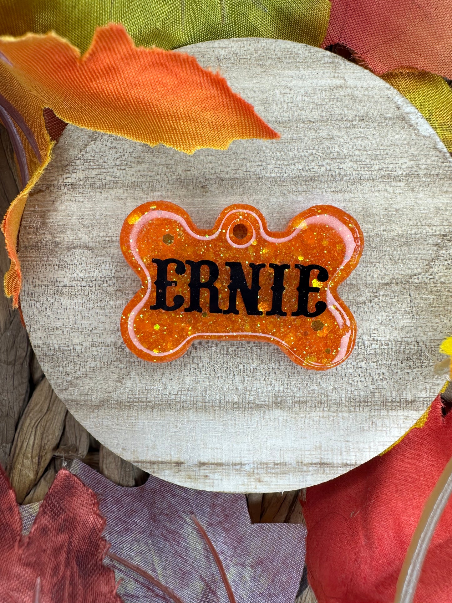 Orange glitter bone
