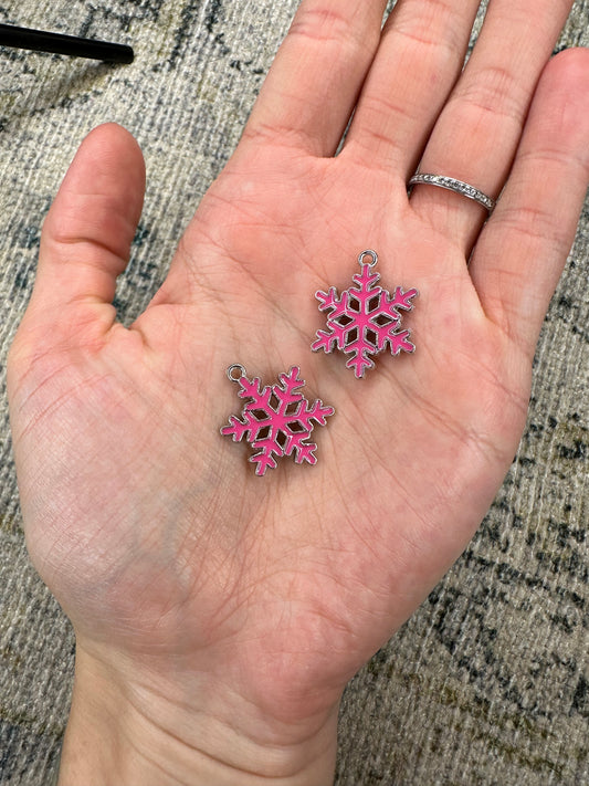 Pink snowflake on silver base