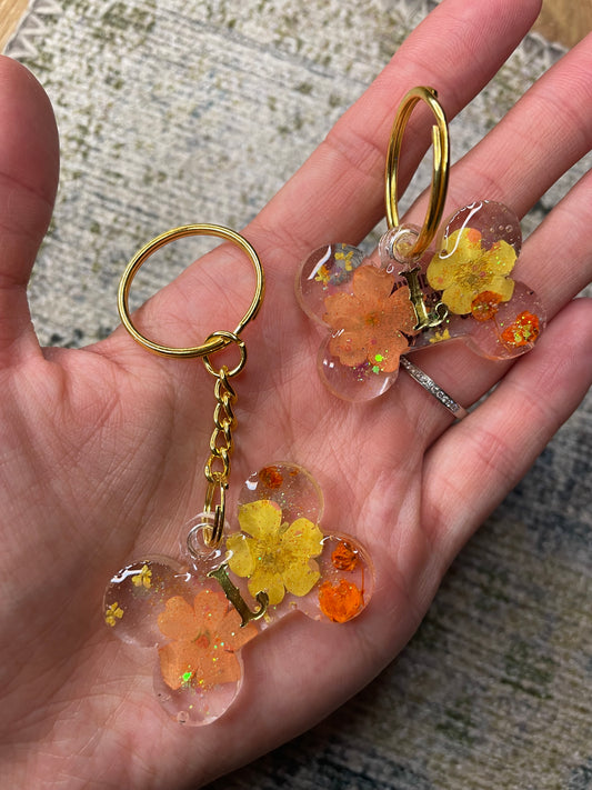 Yellow and orange floral dog tag