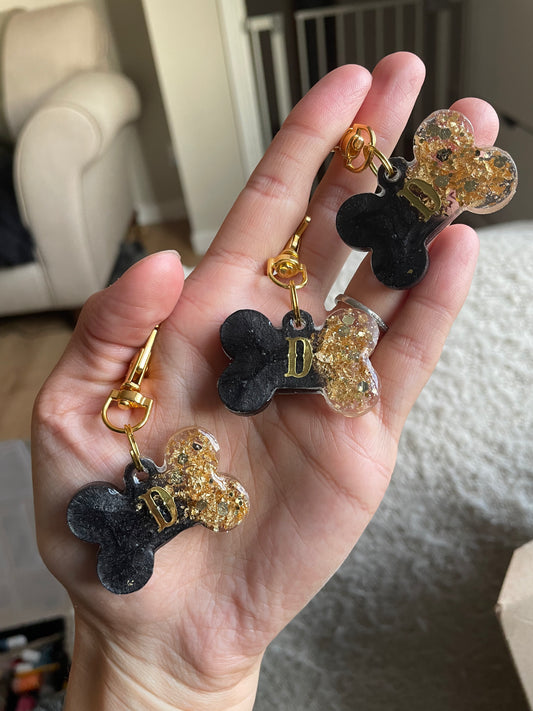 Black and gold bone tag