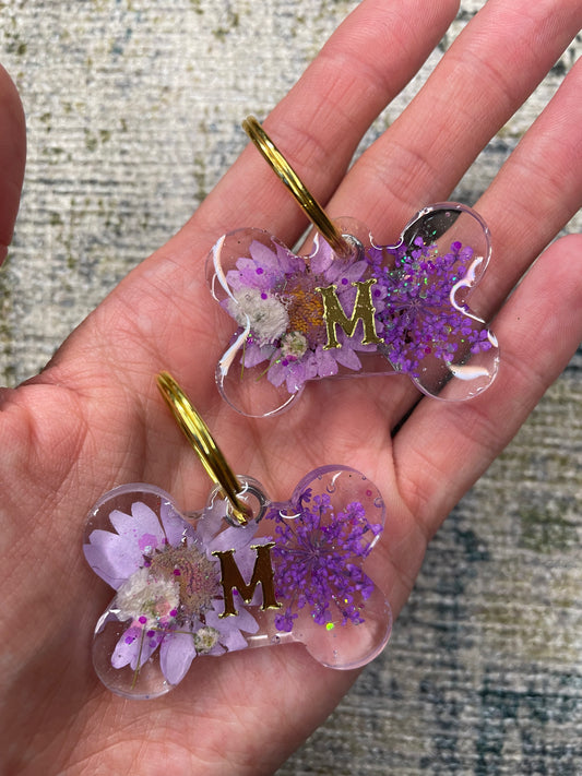 Purple floral tags
